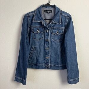 Express Jeans Large Denim Jacket Button Down Medium Wash Classic Western Casual
